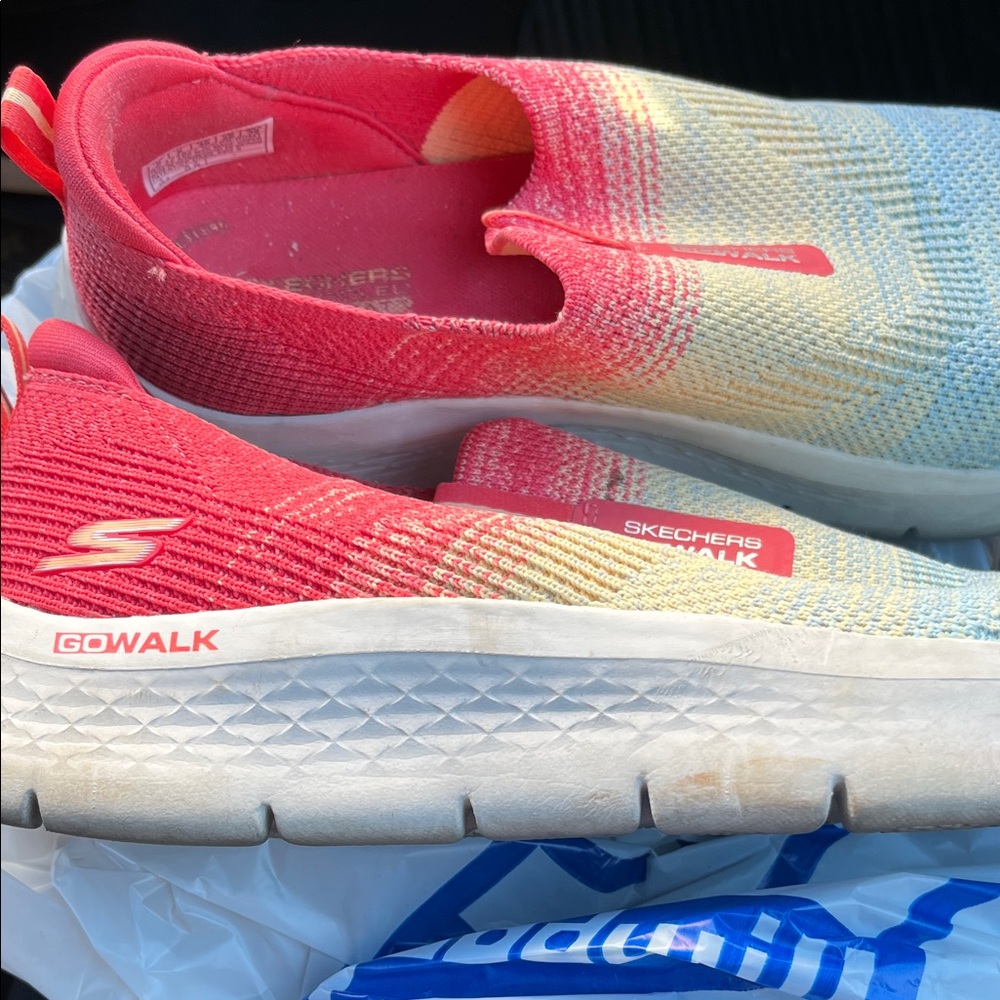 Skechers Go Walk Red and Yellow Athletic Shoes